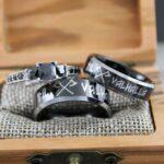 Til Valhalla Rings, Vikings Rings, Viking Runes Rings, Couple Set Nordic Rings, Norsemen Rings, Nordic Runes Rings, Black Wedding Bands