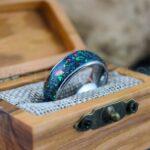 Orion Nebula Ring, Galaxy Ring, Opal Ring, Silver Opal Ring, Silver Tungsten Ring, Opal Wedding Ring, Opal Wedding Ring, Silver Wedding Band - Image 4