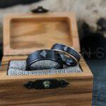 Til Valhalla Rings, Vikings Rings, Viking Runes Rings, Couple Set Nordic Rings, Norsemen Rings, Nordic Runes Rings, Black Wedding Bands - Image 4