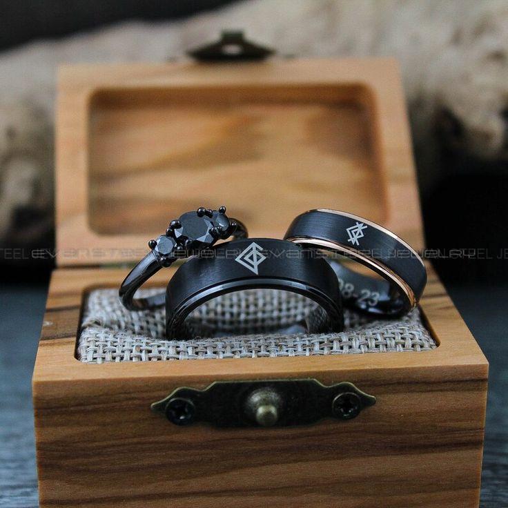 e4d209e1f51c54c28b2f837644d26e0b Til Valhalla Rings, Vikings Rings, Viking Runes Rings, Couple Set Nordic Rings, Norsemen Rings, Nordic Runes Rings, Black Wedding Bands - Image 1