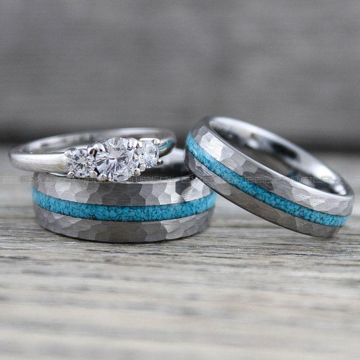 e672aadec4c314772429abdeb9cb90e1 Turquoise Rings, Turquoise Wedding Rings, Turquoise Wedding Bands, Turquoise Jewelry - Image 1