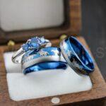 Cowboys Rings, Couple Rings, Mustang Rings, Blue Horse Rings, Equestrian Jewelry, Blue Tungsten Bands, Cowboys Ring, Cowboys Wedding Ring