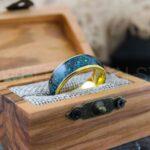 Orion Nebula Ring, Galaxy Ring, Opal Ring, Gold Opal Ring, Yellow Gold Tungsten Ring Opal Wedding Ring, Opal Wedding Ring, Gold Wedding Band - Image 5