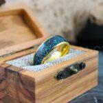 Orion Nebula Ring, Galaxy Ring, Opal Ring, Gold Opal Ring, Yellow Gold Tungsten Ring Opal Wedding Ring, Opal Wedding Ring, Gold Wedding Band - Image 4