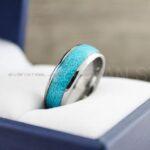 Turquoise Rings, Turquoise Wedding Rings, Turquoise Wedding Bands, Silver Wedding Rings, Silver Tungsten Bands, Silver Tungsten Rings - Image 6