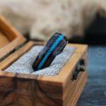 Turquoise Ring, Turquoise Wedding Ring, Turquoise Wedding Band, Black Wedding Ring, Black Tungsten Band, Black Wedding Band - Image 4