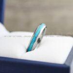 Turquoise Ring, Turquoise Wedding Ring, Turquoise Wedding Band, Silver Wedding Ring, Silver Tungsten Band, Silver Tungsten Ring