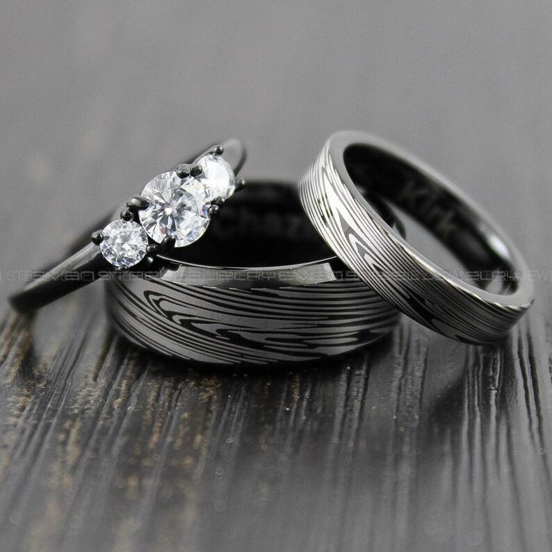il_794xN.4249870179_cvyl Damascus Steel Rings, Couple Rings, Damascus Steel Wedding Rings, Damascus Steel Wedding Bands - Image 1