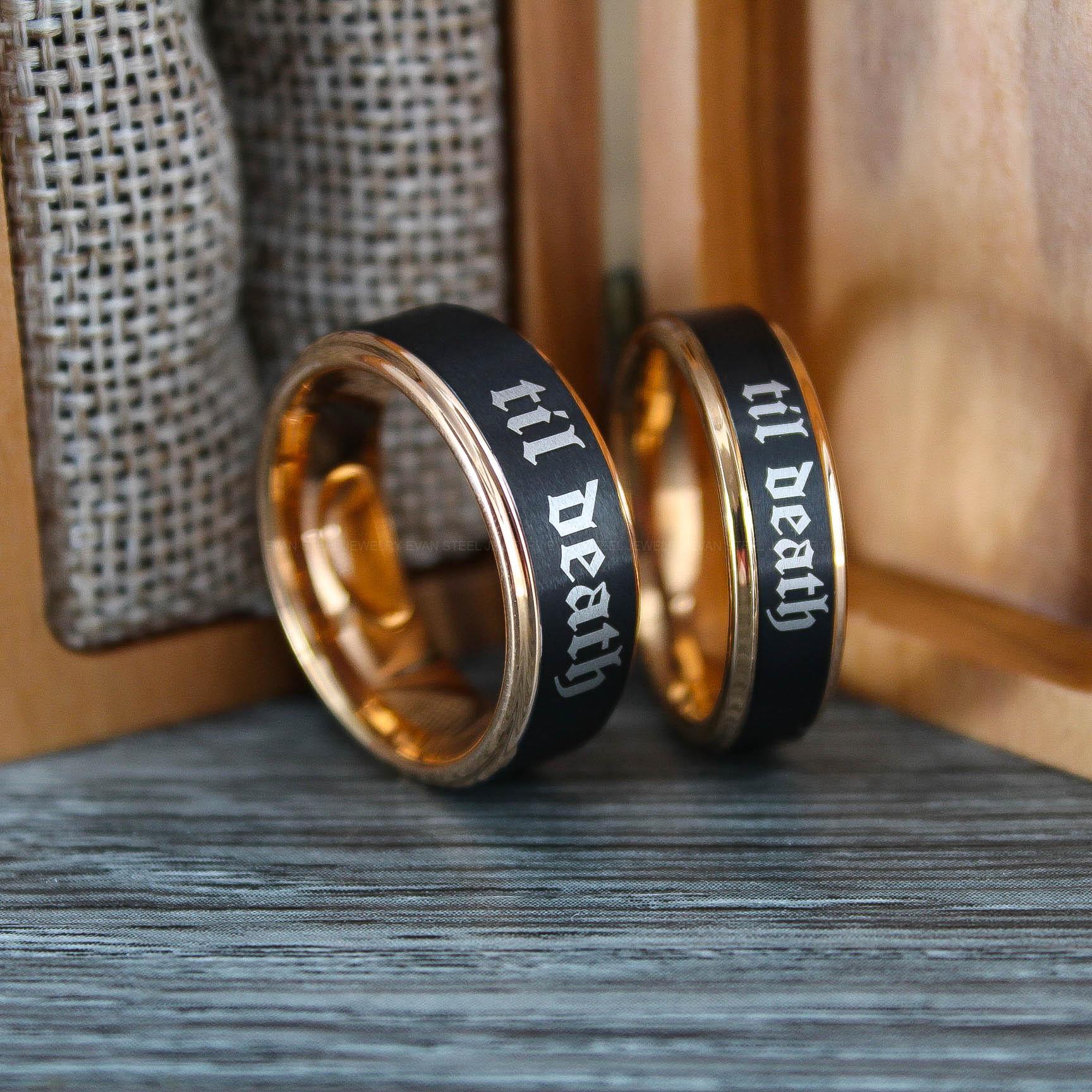 IMG_0668 Til Death Do Us Part Rings, Til Death Do Us Part Wedding Rings, Black Wedding Bands - Image 1