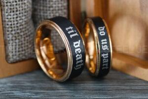 Til Death Do Us Part Rings, Til Death Do Us Part Wedding Rings, Black Wedding Bands