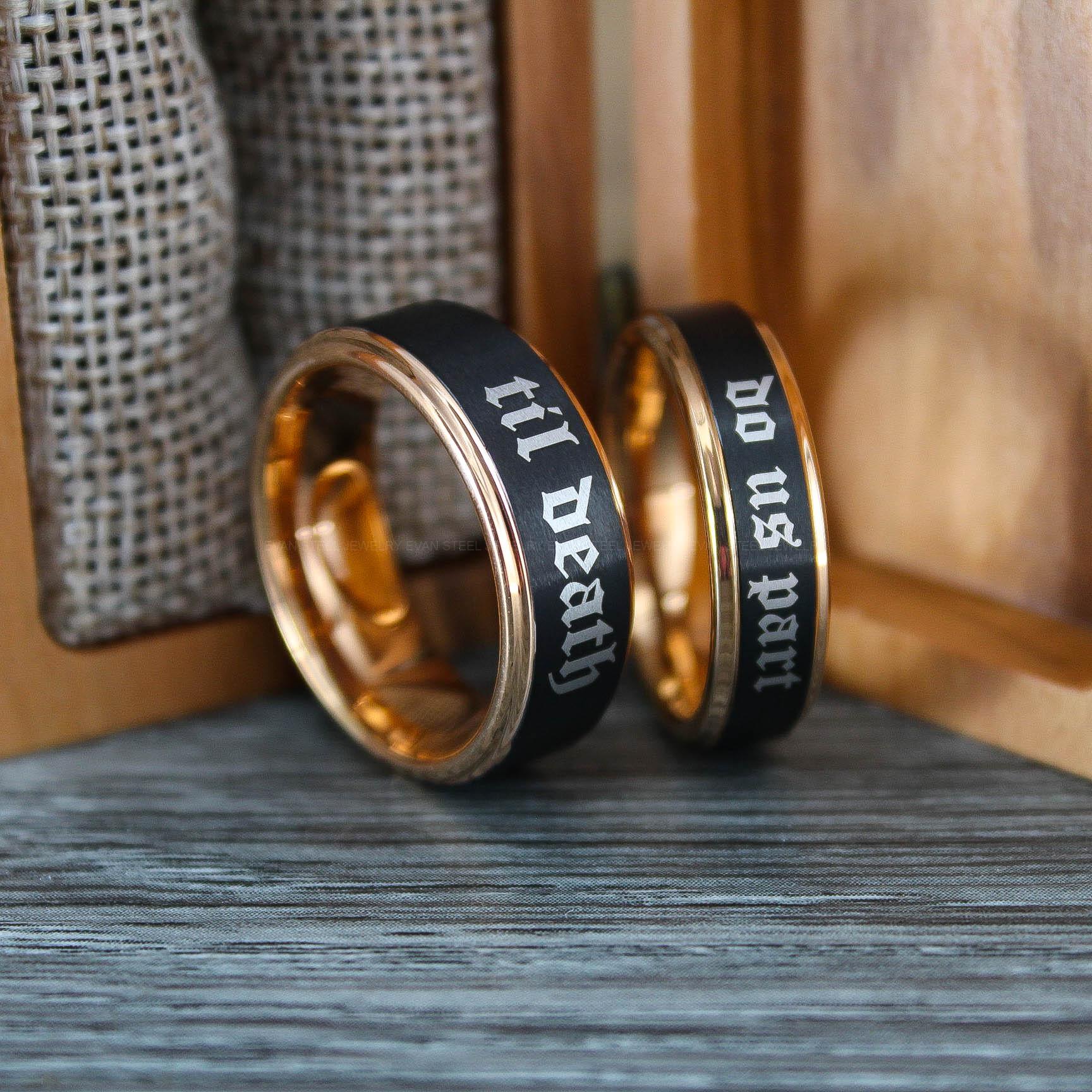 IMG_0669 Til Death Do Us Part Rings, Til Death Do Us Part Wedding Rings, Black Wedding Bands - Image 1