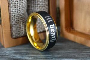 Til Death Do Us Part Rings, Til Death Do Us Part Wedding Rings, Black Wedding Bands