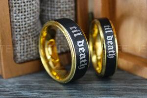 Til Death Do Us Part Rings, Til Death Do Us Part Wedding Rings, Black Wedding Bands