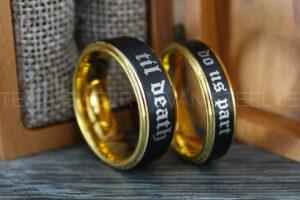 Til Death Do Us Part Rings, Til Death Do Us Part Wedding Rings, Black Wedding Bands