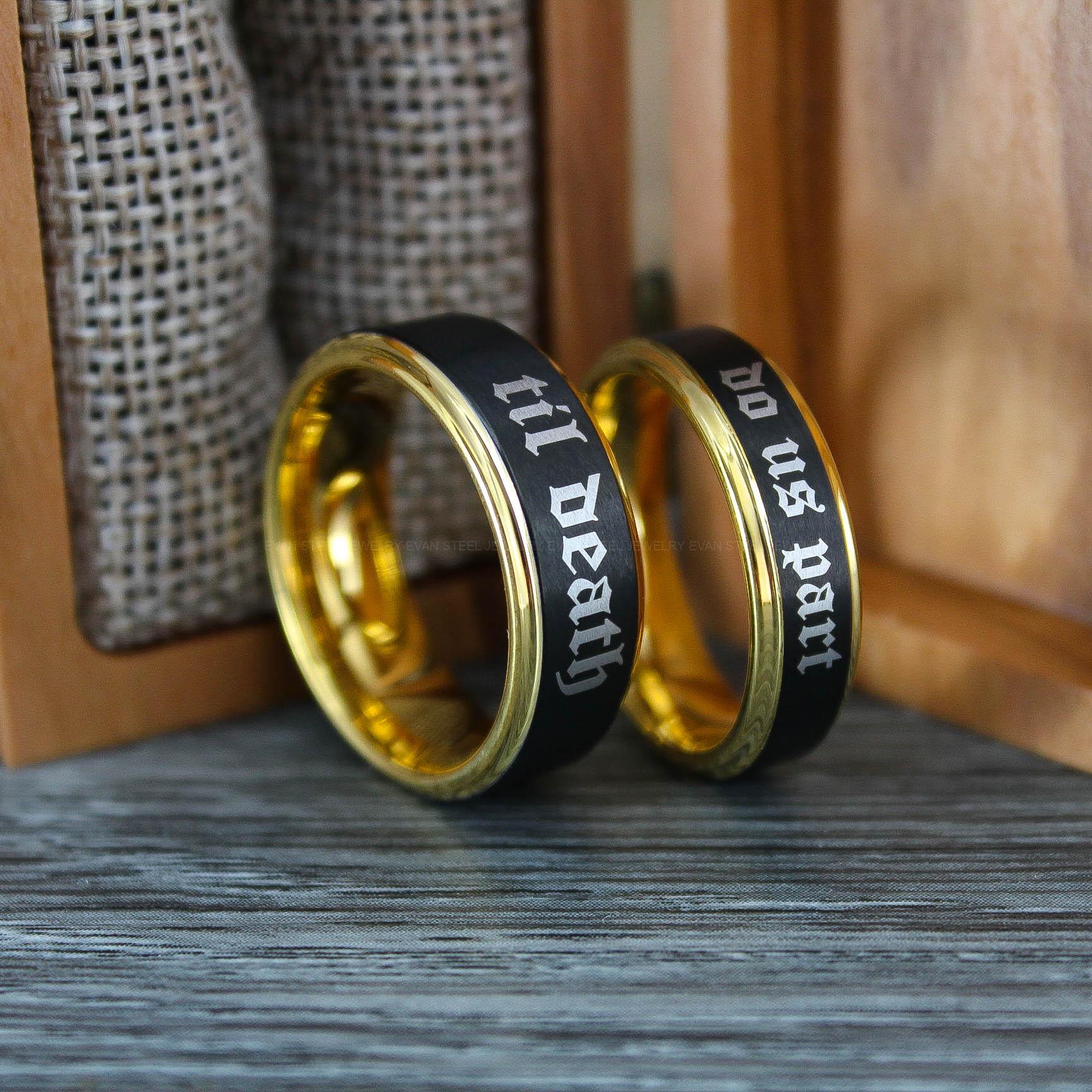 IMG_0672 Til Death Do Us Part Rings, Til Death Do Us Part Wedding Rings, Black Wedding Bands - Image 1