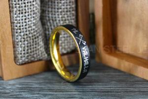 Til Valhalla Ring, Til Valhalla Wedding Band, Vikings Ring, Norsemen Ring, Nordic Runes Ring