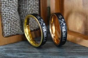 Til Valhalla Rings, Vikings Rings, Couple Set Vikings Rings, Norsemen Rings, Nordic Runes Rings