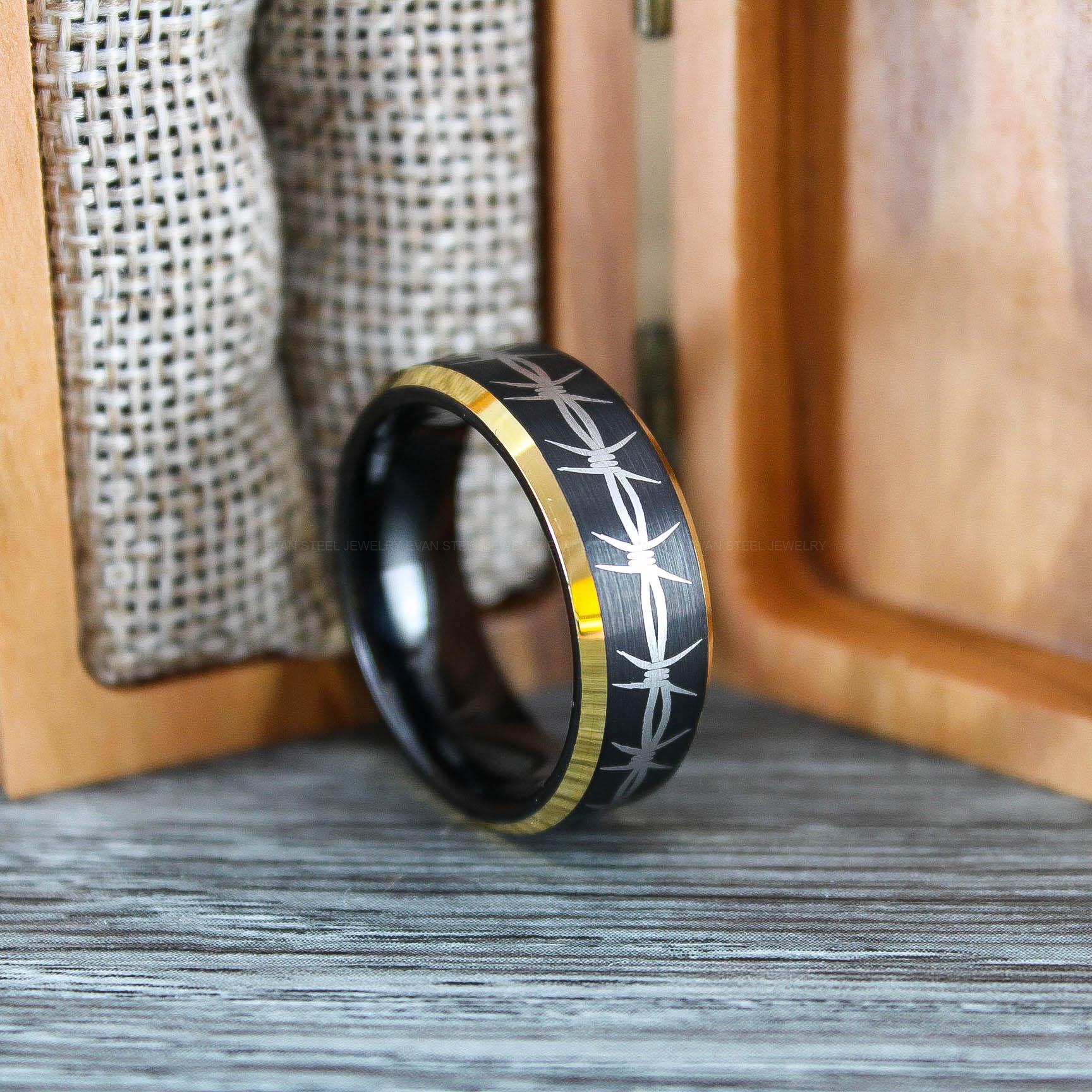 IMG_0676 Barbed Wire Ring, Barb Wire Ring, Black Tungsten Band, Black Wedding Ring, Black Wedding Ring, His Wedding Band, Grooms Wedding Ring - Image 1