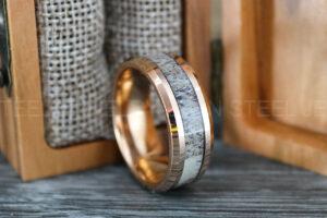 Antler Wedding Ring, Rose Gold Wedding Band, Rose Gold Wedding Ring, Deer Antler Ring, Hunting Jewelry, Deer Antler Wedding Band