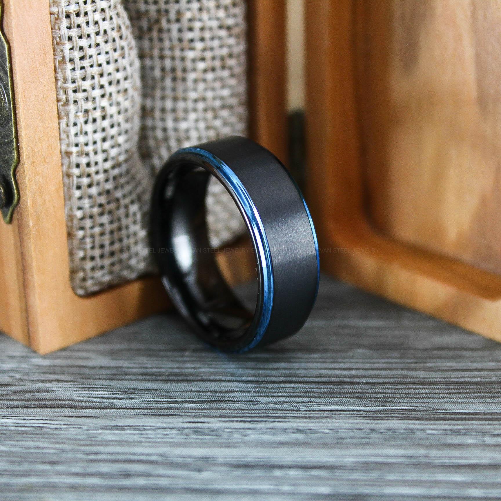 IMG_0684 Black Wedding Ring, Black Wedding Band, Black Tungsten Wedding Ring - Image 1