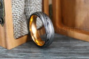 Damascus Steel Ring, Damascus Steel Wedding Ring, Damascus Steel Wedding Band, Black Wedding Ring, Black Damascus Steel Wedding Ring