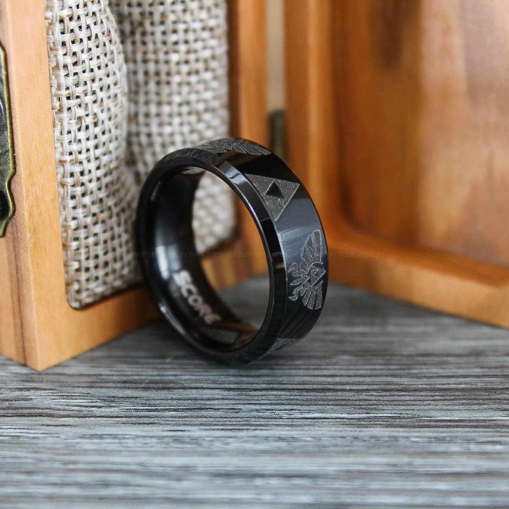 IMG_0688 Zelda Ring, Zelda Wedding Ring, Gamer Ring, Gamer Jewelry, Zelda Wedding Band, Gamer Wedding Ring, Black Wedding Ring - Image 1