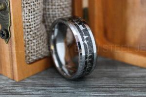 Silver Wedding Band, Silver Wedding Ring, Silver Tungsten Ring, Heartbeat Wedding Band
