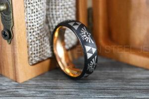 Zelda Ring, Zelda Wedding Ring, Gamer Ring, Gamer Jewelry, Zelda Wedding Band, Gamer Wedding Ring, Black Wedding Ring