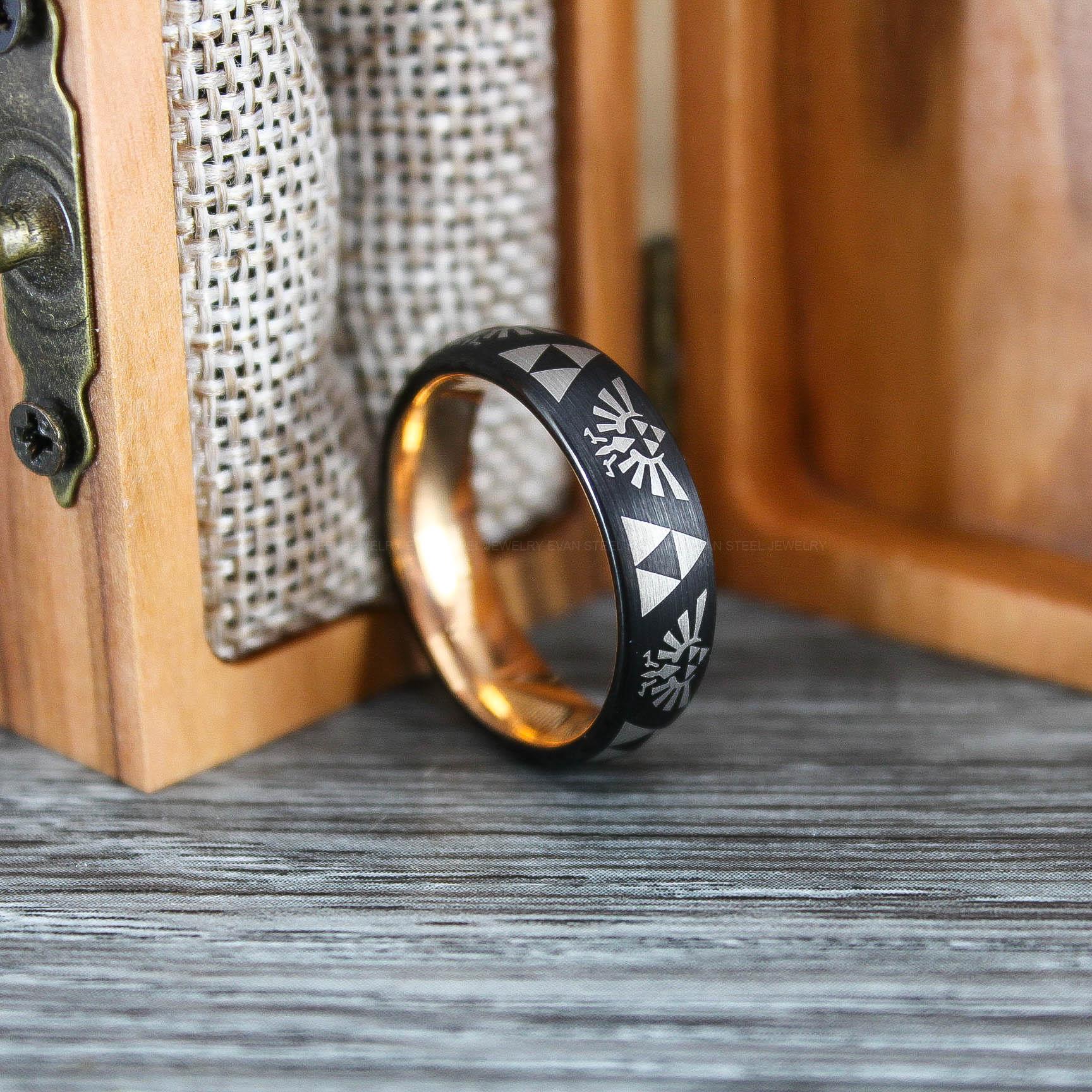 IMG_0691 Zelda Ring, Zelda Wedding Ring, Gamer Ring, Gamer Jewelry, Zelda Wedding Band, Gamer Wedding Ring, Black Wedding Ring - Image 1