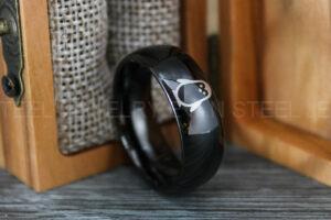 Penguin Ring, Penguin Jewelry, Penguins Wedding Ring, Penguins Wedding Band, Black Wedding Band, Black Wedding Ring, Penguins Jewelry
