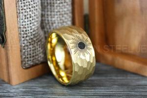 Hammered Ring, Sun Ring, Hammered Wedding Ring, Gold Wedding Band, Gold Wedding Ring