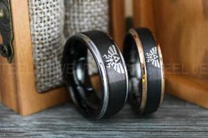 Zelda Rings, Zelda Wedding Rings, Gamer Rings, Gamer Jewelry, Zelda Wedding Bands, Gamer Wedding Rings, Black Wedding Rings