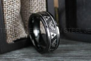 Zelda Ring, Zelda Wedding Ring, Gamer Ring, Gamer Jewelry, Zelda Wedding Band, Gamer Wedding Ring, Black Wedding Ring