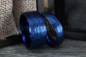 Hammered Rings, Couple Rings, Hammered Wedding Rings, Blue Wedding Bands, Blue Wedding Rings