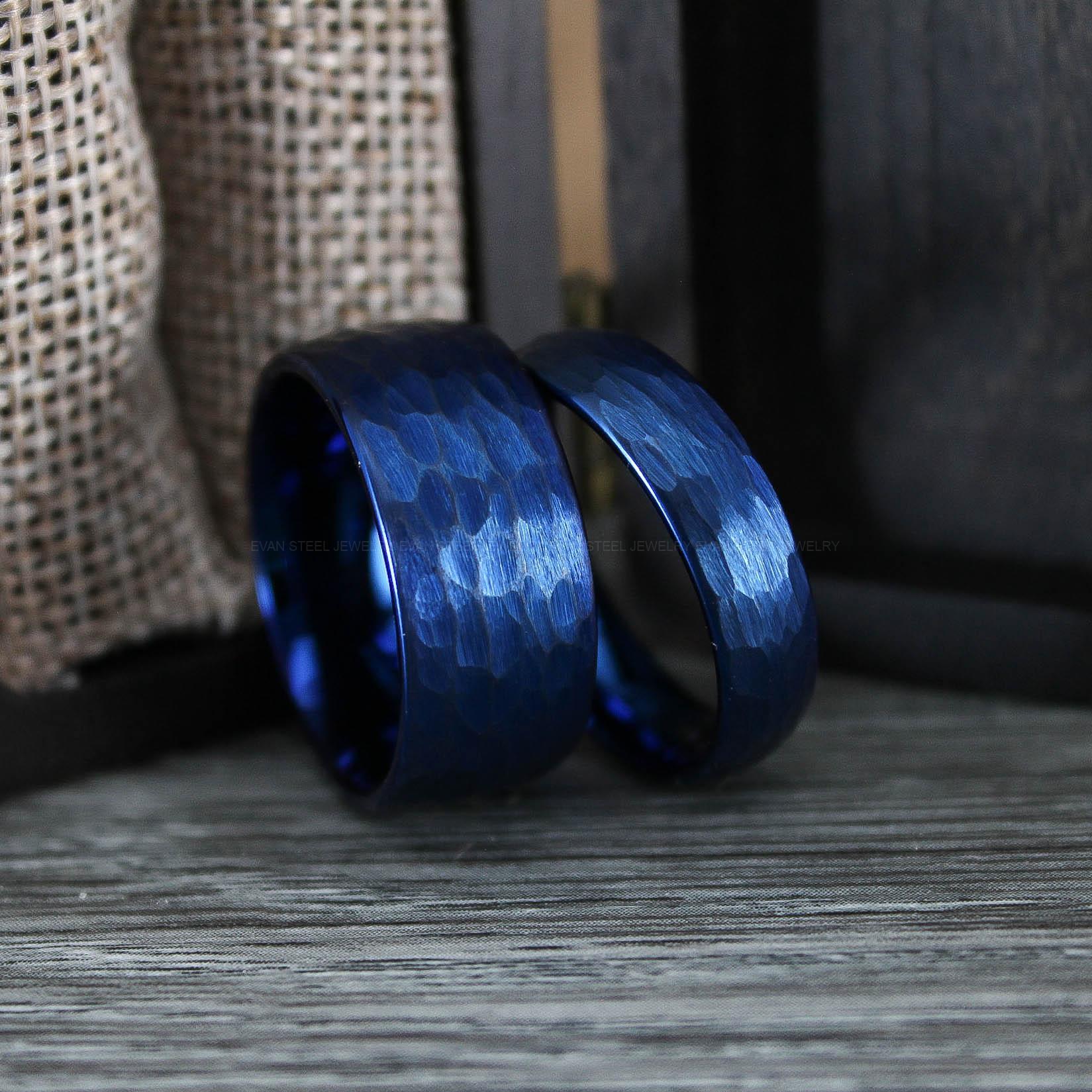 IMG_0732 Hammered Rings, Couple Rings, Hammered Wedding Rings, Blue Wedding Bands, Blue Wedding Rings - Image 1