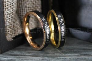 Til Valhalla Rings, Vikings Rings, Couple Set Vikings Rings, Norsemen Rings, Nordic Runes Rings