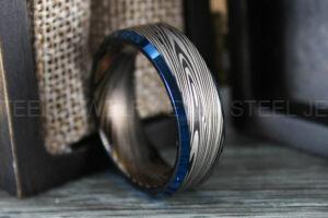 Damascus Steel Ring, Damascus Steel Wedding Ring, Damascus Steel Wedding Band, Black Wedding Ring, Black Damascus Steel Wedding Ring