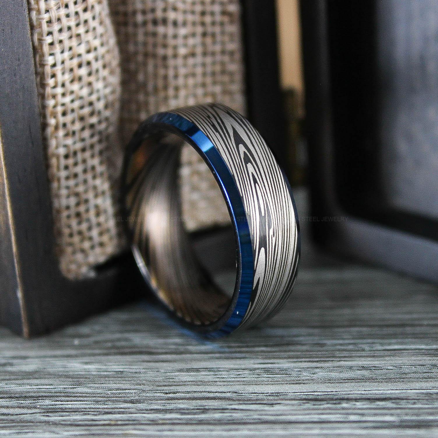 IMG_0743 Damascus Steel Ring, Damascus Steel Wedding Ring, Damascus Steel Wedding Band, Black Wedding Ring, Black Damascus Steel Wedding Ring - Image 1