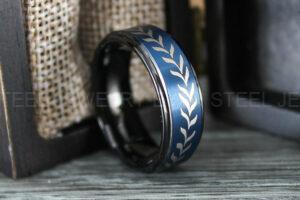 Baseball Ring, Baseball Wedding Band, Baseball Wedding Ring, Blue Wedding Band