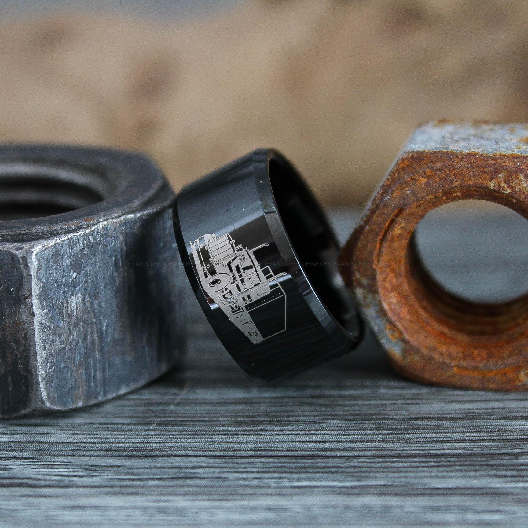 IMG_0753 Truck Driver Ring, Trucker Ring, Tractor Trailer Ring, Trucker Life Ring, Trucker Jewelry, Truck Driver Wedding Band - Image 1