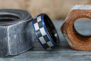 Racing Ring, Checkered Flag Ring, Auto Racing Ring, Checkered Racing Wedding Ring, Auto Racing Jewelry
