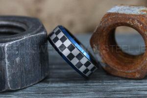 Racing Ring, Checkered Flag Ring, Auto Racing Ring, Checkered Racing Wedding Ring, Auto Racing Jewelry