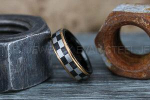 Racing Ring, Checkered Flag Ring, Auto Racing Ring, Checkered Racing Wedding Ring, Auto Racing Jewelry