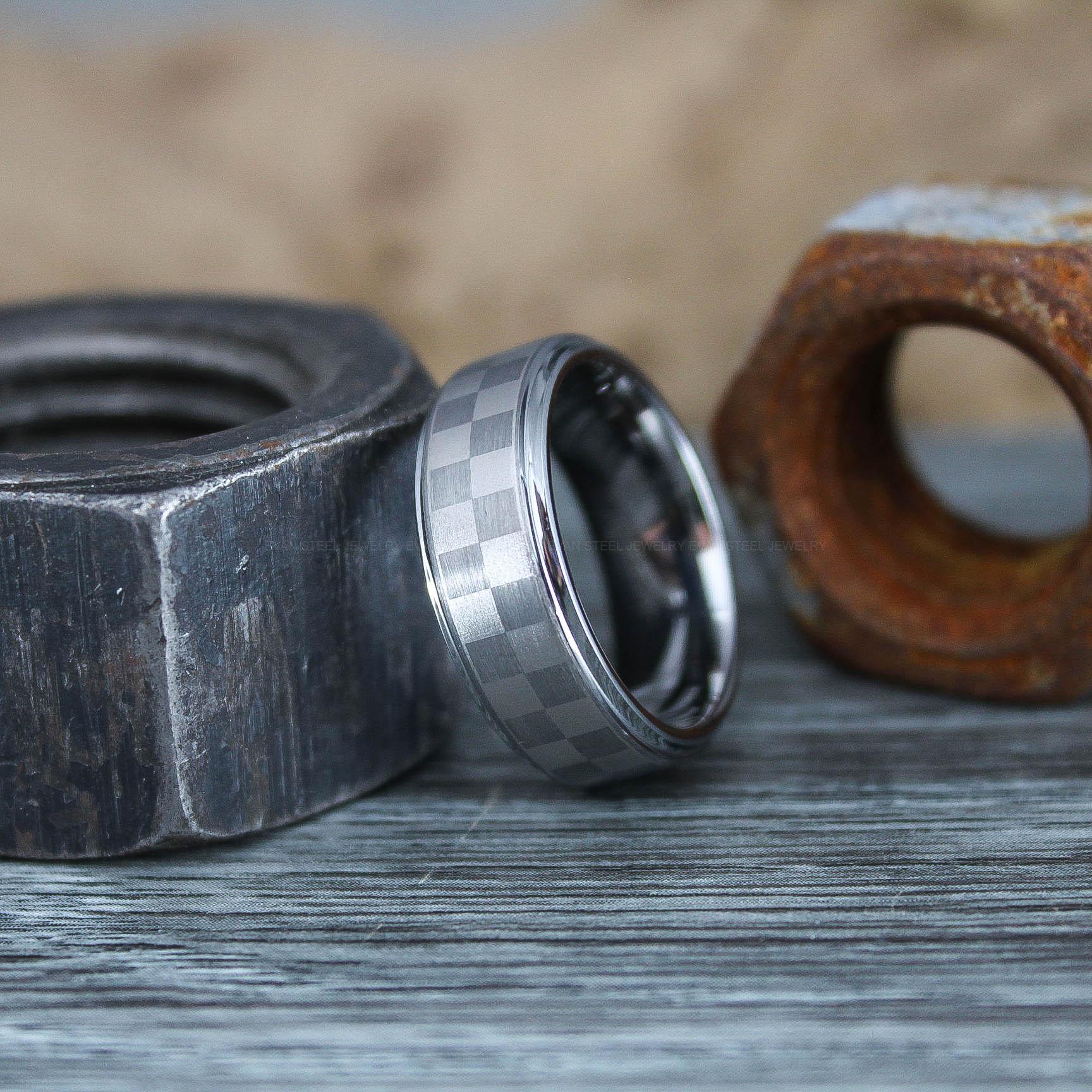 IMG_0760 Racing Ring, Checkered Flag Ring, Auto Racing Ring, Checkered Racing Wedding Ring, Auto Racing Jewelry - Image 1