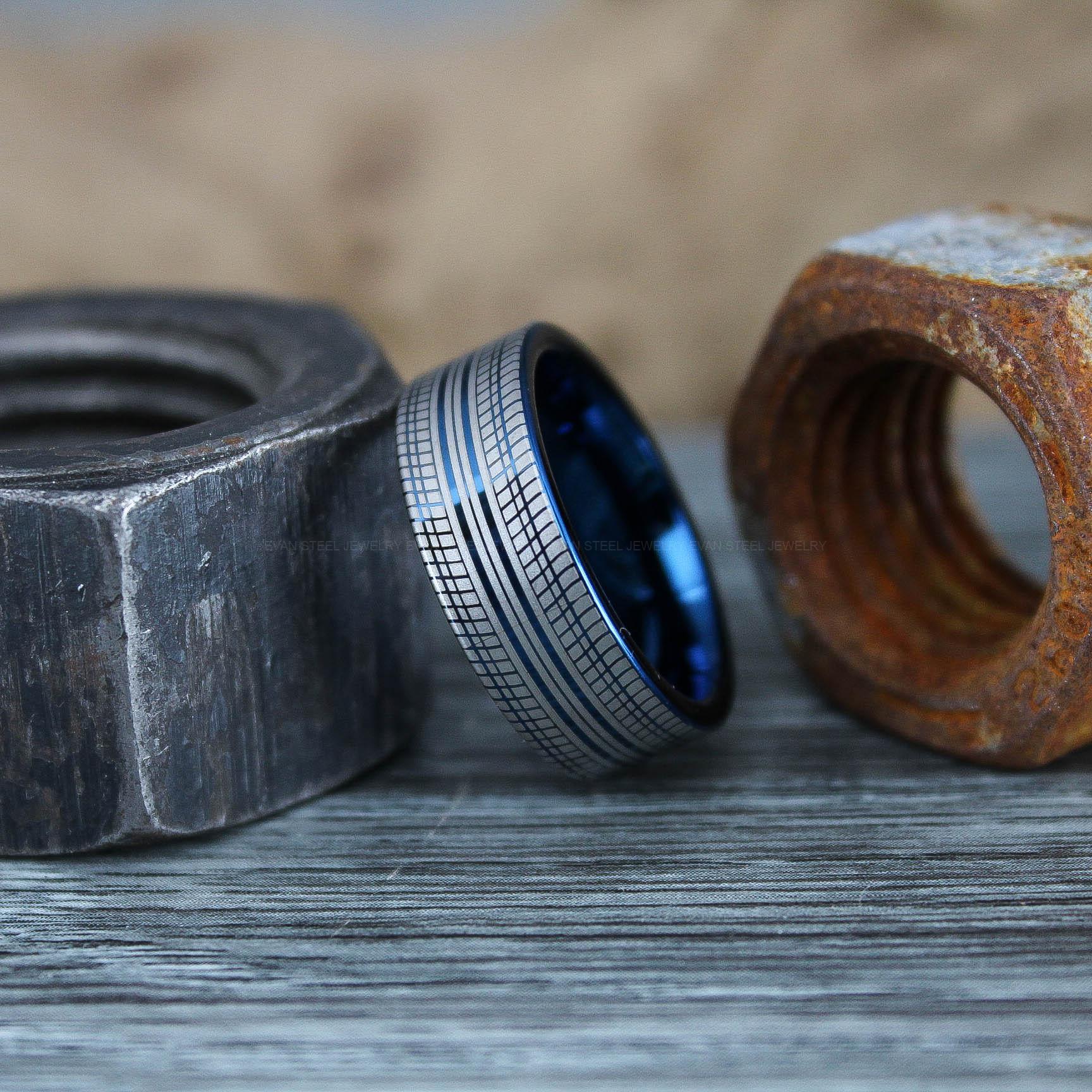 IMG_0761 Tire Tread Ring, Automotive Ring, Auto Racing Ring, Mechanic Wedding Ring, Auto Racing Jewelry - Image 1