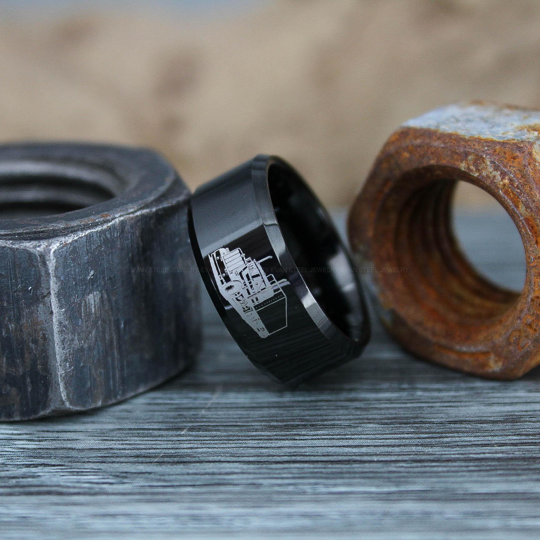 IMG_0762 Truck Driver Ring, Trucker Ring, Tractor Trailer Ring, Trucker Life Ring, Trucker Jewelry, Truck Driver Wedding Band - Image 1