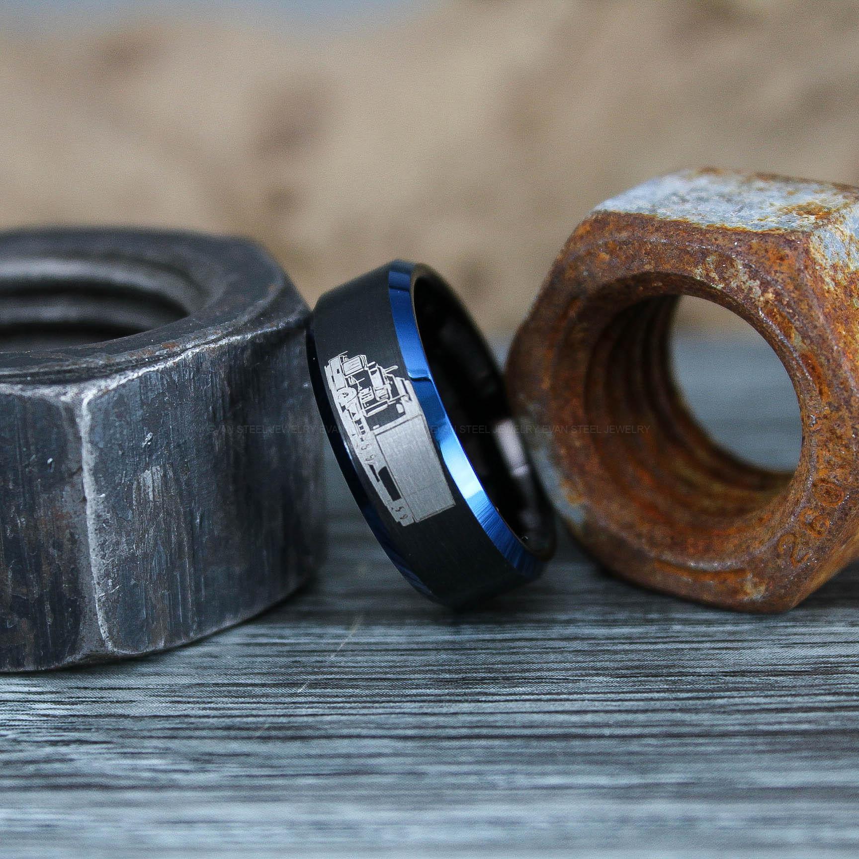 IMG_0765 Truck Driver Ring, Trucker Ring, Tractor Trailer Ring, Trucker Life Ring, Trucker Jewelry, Truck Driver Wedding Band - Image 1