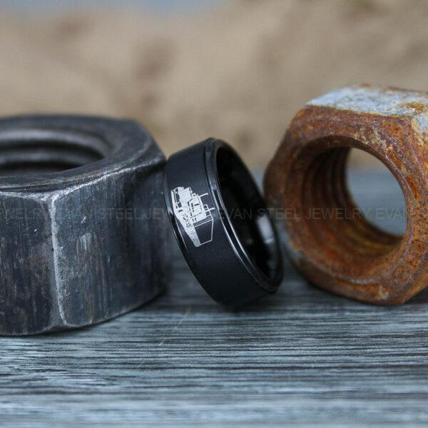 Truck Driver Ring, Trucker Ring, Tractor Trailer Ring, Trucker Life Ring, Trucker Jewelry, Truck Driver Wedding Band