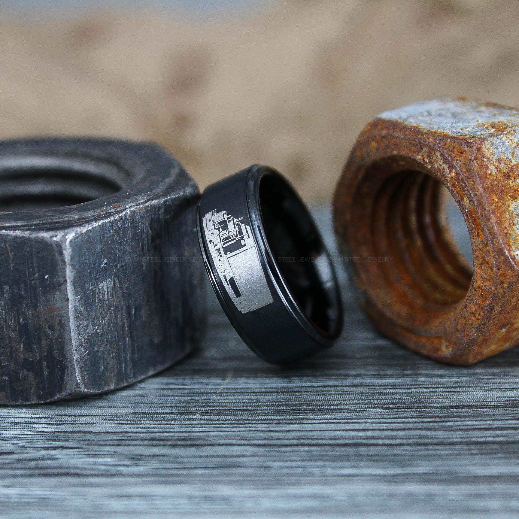 IMG_0767 Truck Driver Ring, Trucker Ring, Tractor Trailer Ring, Trucker Life Ring, Trucker Jewelry, Truck Driver Wedding Band - Image 1