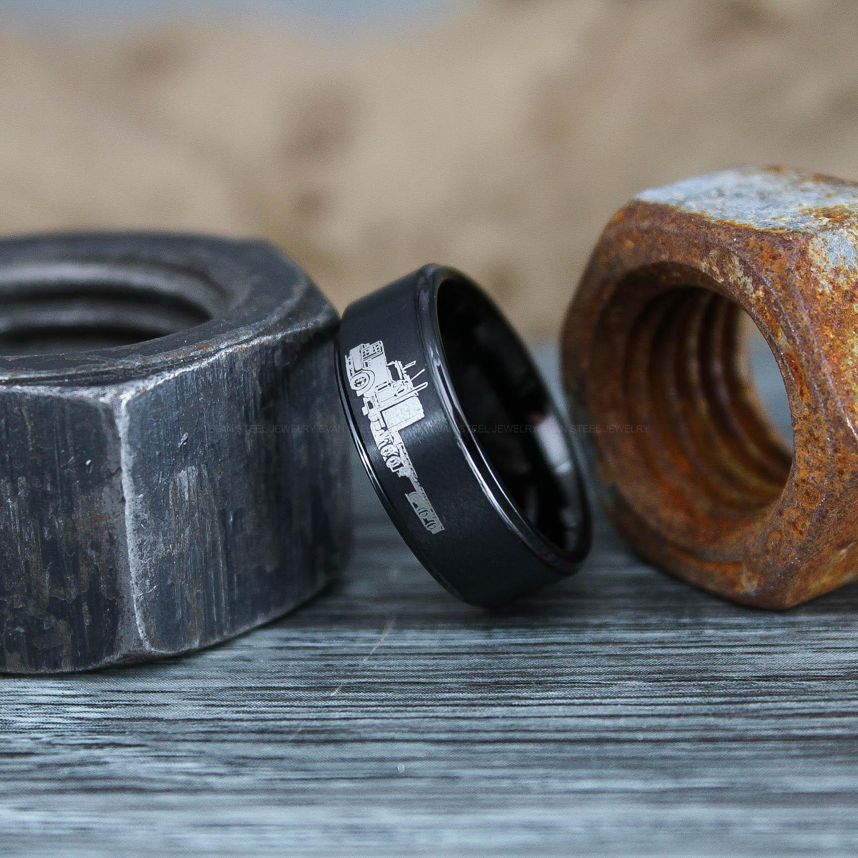 IMG_0768 Truck Driver Ring, Trucker Ring, Tractor Trailer Ring, Trucker Life Ring, Trucker Jewelry, Truck Driver Wedding Band - Image 1